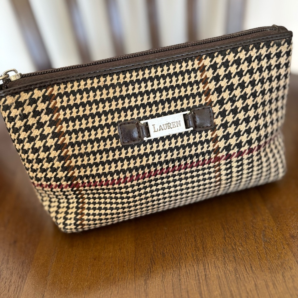 Vintage Ralph Lauren Houndstooth Cosmetic Bag